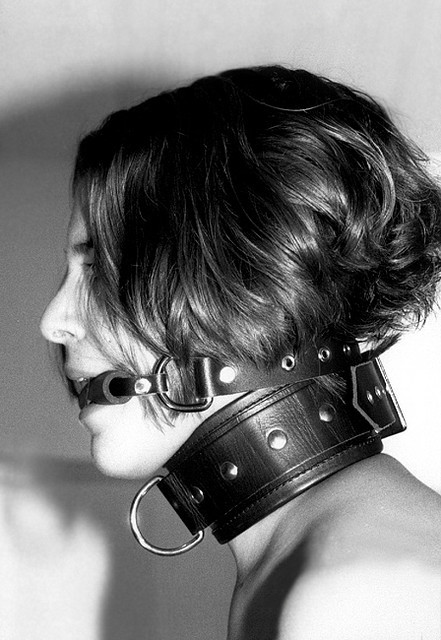 brutalmaster:  Quite a thick collar, and the bit gag is nice for allowing her to make noises but not