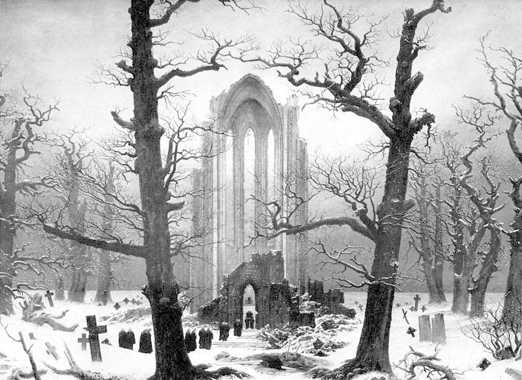 cnephas:   David Caspar Friedrich (1774-1840) Monastery Graveyard in the Snow 