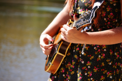 Rachel playing her Mandolin 