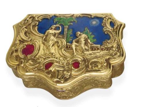 A GOLD AND ENAMEL SNUFF-BOX THE COVER,  18TH CENTURY Christie&rsquo;s, Silver and Objects of Vertu, 