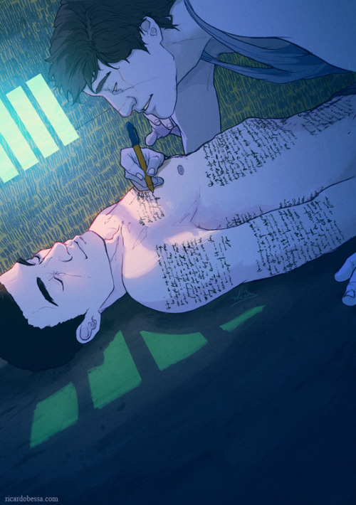 homocomix:  nondesignated:   James & JoelThe letter on Joel’s chest was the one that never faded
