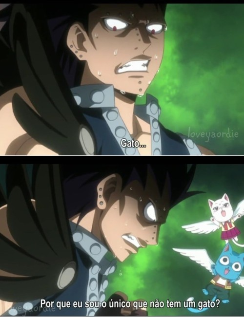 loveyaordie:  “Somos todos dragon slayers mas.. Porque eu sou o único que não tem um gato?” - Gajeel 