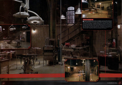 Part four of the art department article, great shot of Crowley’s lab/torture chamber from Season Six. Supernatural Magazine #28