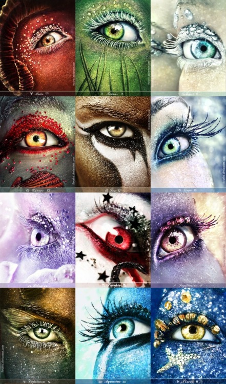 Zodiac eyes series by Irene Zeleskou (ftourini.deviantart.com)