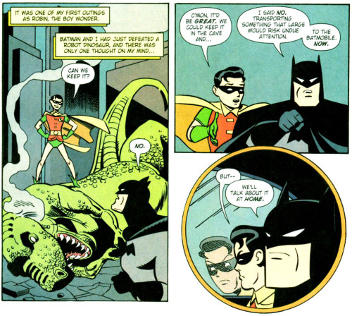 jesic: Dick narrating: It was one of my first outings as Robin, The Boy Wonder. Batman and I had jus