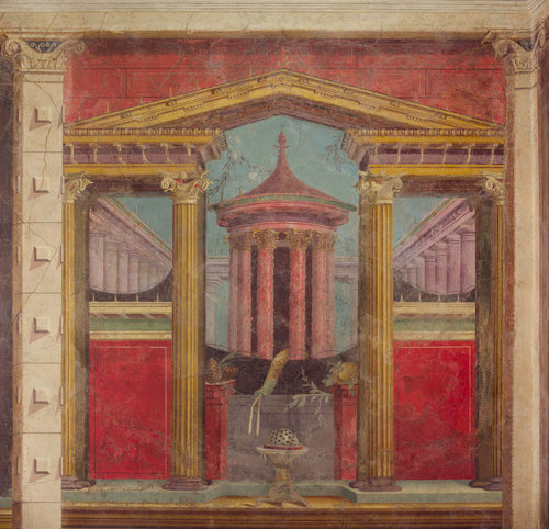 theancientworld:Fresco wall painting in a cubiculum (bedroom) from the Villa of P. Fannius Synistor 
