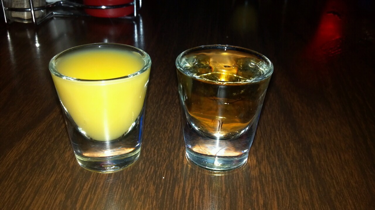 amyconcetta:   Waffle shot! Jameson and butterscotch schnapps with an orange juice