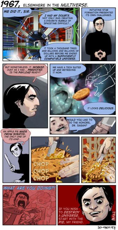 Evil Carl Sagan ohgod His face in the last panel will haunt my nightmares.