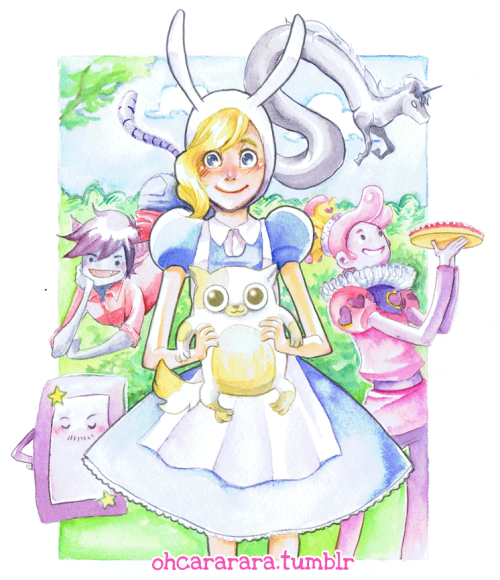 ohcararara:Adventure Time with Fionna and Cake in Wonderland!