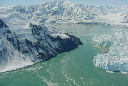  glaciers turn the arctic ocean an opaque green color 