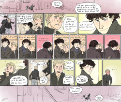 &gt;draw silly kissing comic &gt;suddenly tumblr drama over silly sherlock fans &gt;lolyesssssssssthatsmecomeatmebro  alltheroads: Can you  draw how you think John and Sherlock&rsquo;s first kiss went?                                                 