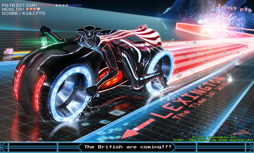 Paul Revere alerts the Colonial Users of the British Program invasion coming in Jason Heuser’s new historical / video game / TRON illustration! (Full Size)
11”x 17” and 24” x 36” grid riding prints are available at his Etsy store.
Check out more...