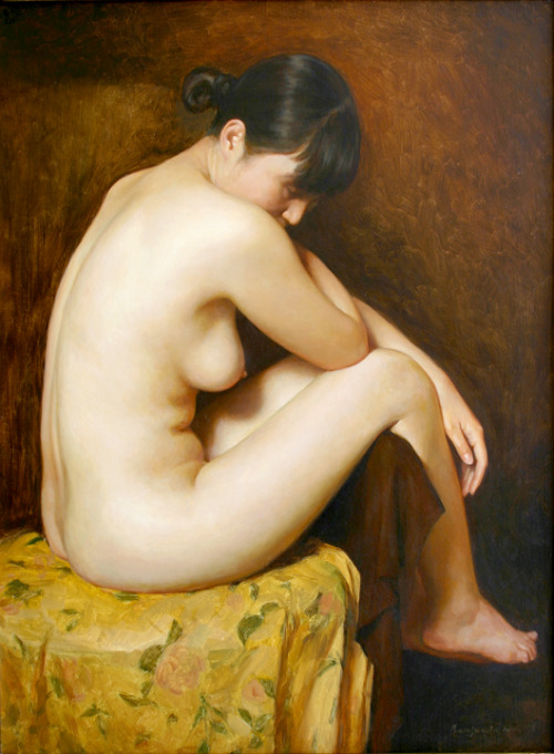 Porn Pics Benjamin Wu, Seated Nude