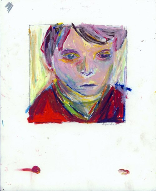 portrait of zach as a child pencil, cray-pas, oil pastels
