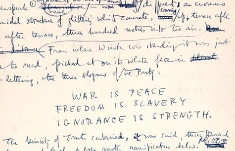 ba-rid:   from George Orwell’s handwritten manuscript of 1984.  