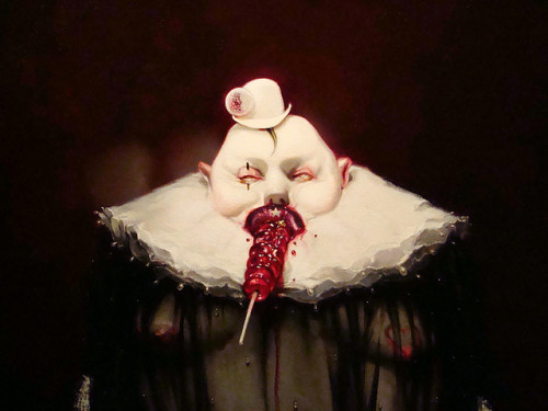 sinisterrealm:  Close up of the main figure in the “Saliva” painting by Michael Hussar 