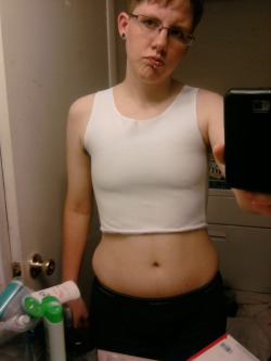 brynncognito:  Ask and ye shall receive, my lovely followers. From top to bottom: Me in just the binder. With the undershirt on over it. With both my t-shirt and undershirt on over it. And actually standing up straight for once.  Brynn, have I told you