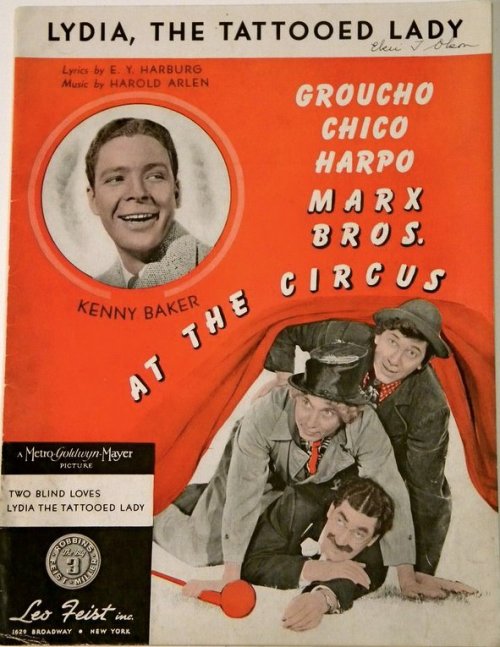 Sheet music for At The Circus, including “Lydia the Tattooed Lady”