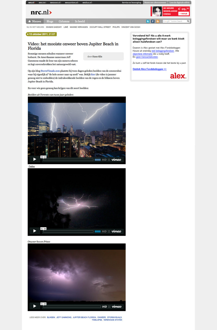 Anyone speak Dutch? Someone found my lightning video on a Dutch (CNN-type) website