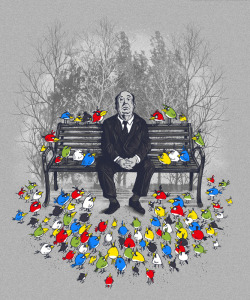 weandthecolor:  Them Birds Funny illustration by Dan Eijah Fajardo (aka Dandingeroz) in collaboration with Pedro Kramer (aka Badbasilisk). Angry birds meet Alfred Hitchcock… More illustrations inspiration. posted byW.A.T.C. // Facebook // Twitter // Googl