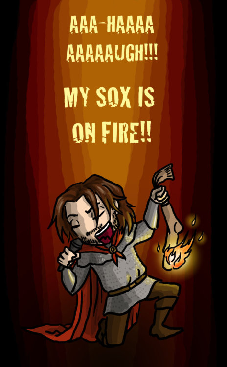 epicpseudonym:Sox On Fire by ~blackbirdrose“Oh, you didn’t know? Gwaine’s a big fan of the Kings of 