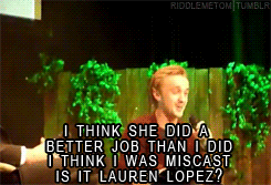 riddlemetom:Tom Felton gets asked about AVPM’s Lauren Lopez (x)