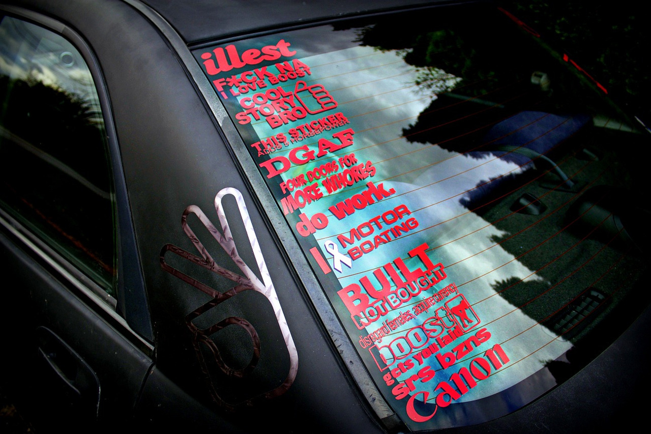 canimuff:  teach-me-how-to-zombie:  All the stickers on my car. The last one is the