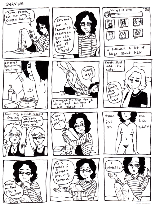 hairypitsclub:  HPC up in this comic strip!!!  I kind of teared up at the friends panel. :/Also, people seem to be up in arms over the feminist panel. Although it can come off as not wanting to be seen as a “dumb, icky feminist”, I see it