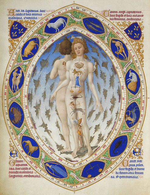 thistownisridiculous:Zodiac - Homo signorum from “Les Très Riches Heures “ by petrus.agricola on Fli