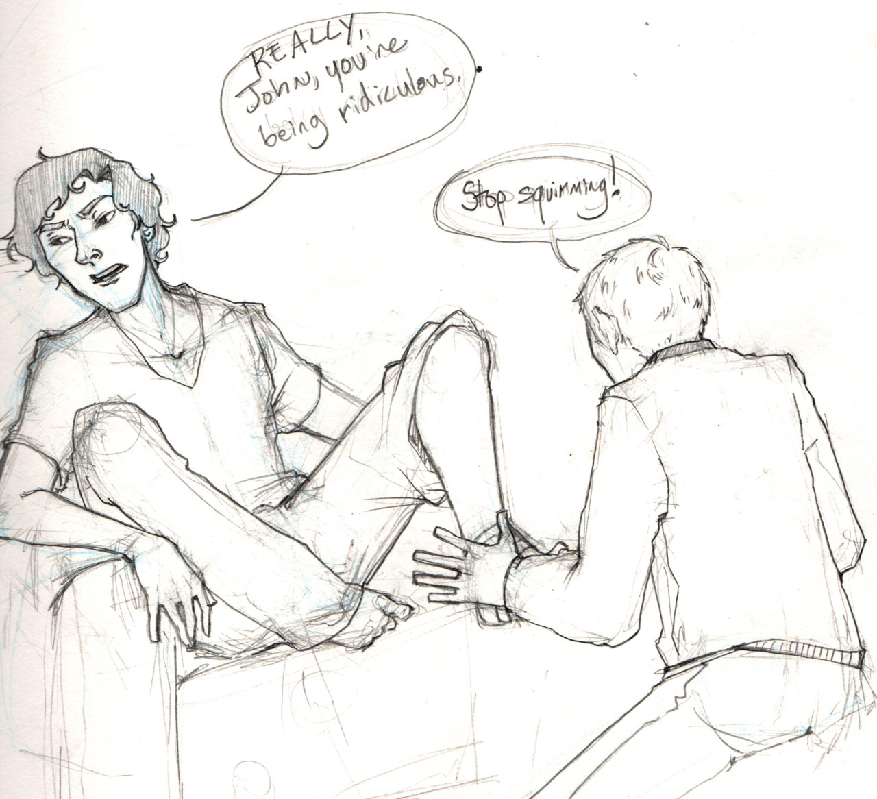 Doodle based off of a silly AIM RP I did with my bro alcoholandirony, in which Sherlock&rsquo;s