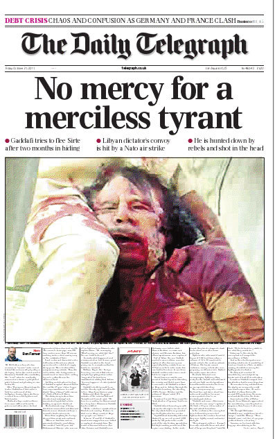 Porn Gaddafi's bloody picture hits the front pages photos