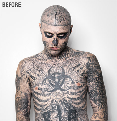 likespancakes:   Rick Genest “Zombie Boy” for Dermablend Professional full coverage