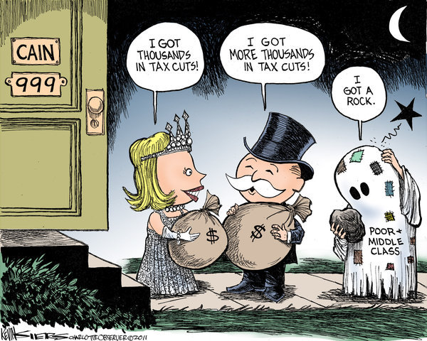 thatpoliticaldude:  The perfect political Halloween cartoon. The rich get all the