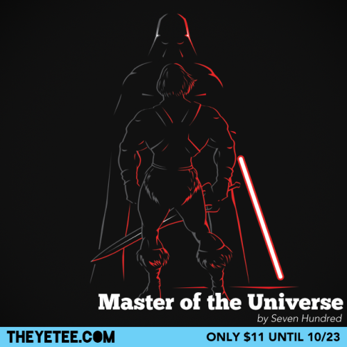 justinrampage:  He-Man takes on a new dark force in Steven Anderson’s epic Star Wars / He-Man shirt design. On sale at The Yetee for ป until October 23th. Contest Time: Get a chance at winning the shirt for free by reblogging this post and commenting