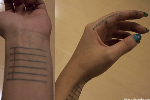 adventuretimegrabyourdog:This is my ruler and notepad tattoo. I believe that tattoos can be used for