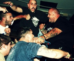 This was taken in Reading, Pa 6/11 at a 3 day hardcore fest called Tsunami fest. The band is Blood For Blood. This is a live action pic I took. Ftw!!