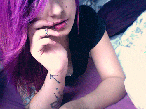 dyed my hair yesterday. it’s a little more purple than normally but I like it a lot :3