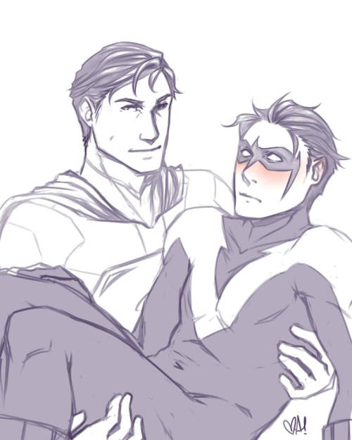 nonowest:Clark x Dick [SuperWing]Supes: I got you.  You alright, Nightwing?NW: o//////o …i blame flo
