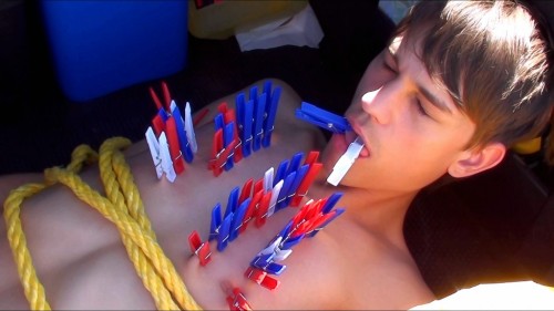 (more tortured young boys)fussimnacken:I suggst a lot(!) more cloth pin’s:2 for the nostrils3 or 4 f