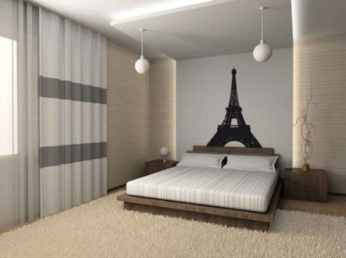 Black and white paris bedroom theme