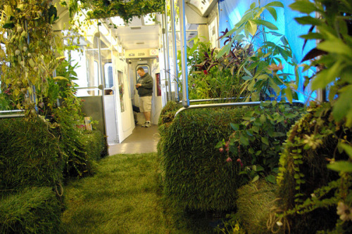 wespeakfortheearth:mamawolfcat:marrypotter:CTA Rail Car Converted into Mobile Garden by UIC Art and 