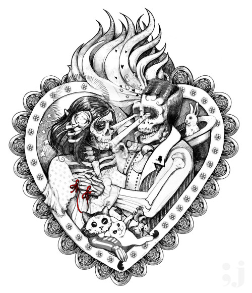 eatsleepdraw:  two lovers long separated by millenia and universereuniteddrank of each others soul like aged spirits that had sat throughdarkness and wartoil and painin the cellars of their ancient chests by jimiyo 