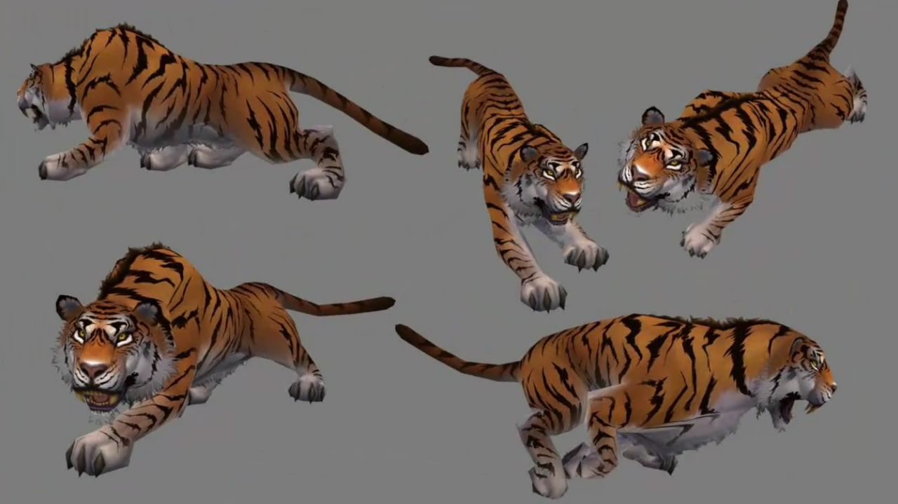 Concept art for updated cat NPC/hunter pet skin.
I would enjoy updated looks of some of the older pets with very few polygons. This is a pretty nice looking cat compared to the existing tiger models!
source