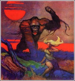 cryptofwrestling:  Original painting for the cover of Creepy #11  by Frank Frazetta (1966) 