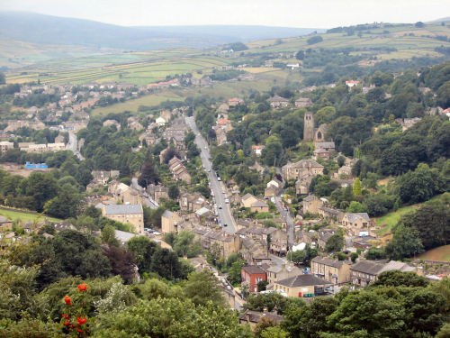 Looking down across the town of Holmfirth, West Yorkshire