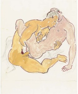 Duncan GrantThe Lovers12½ x 10in. (31.8 x 25.5cm.) “These depictions of men caught in the act draw from two of Grant’s many influences: the tradition of Attic pottery (cradle of Western art) and the fresco tradition of the Italian Renaissance. From