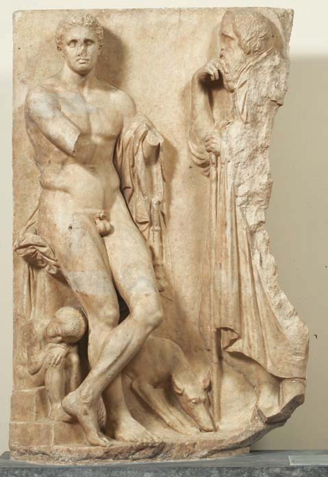 art-through-the-ages: Grave stele of a young hunter, found near the Ilissos River, Athens, Greece, c