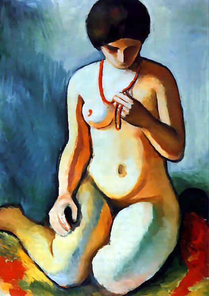 bonjourtableau:  Nu au collier de corail, 1910, August Macke, Sprengel Museum 