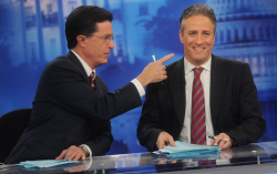 windandwater:  And then I’m weak. As much as I want to make the audience laugh, I really want to make Jon laugh. —Stephen Colbert, here I already miss him. At 42, you don’t get the opportunity to be tickled a lot. —Jon Stewart, here. 
