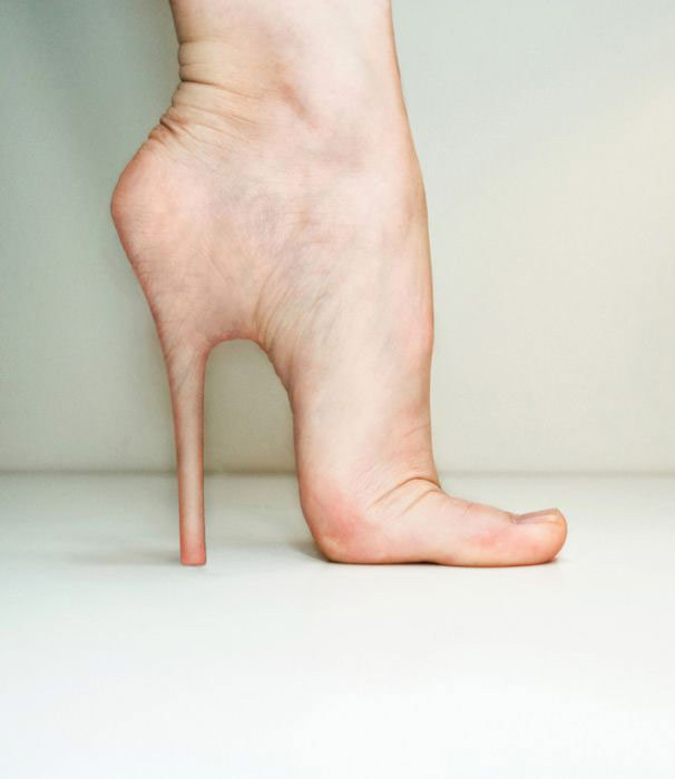 laughingsquid:  Creepy Concept For Real Skin Human Body Stiletto Heel Implants  this